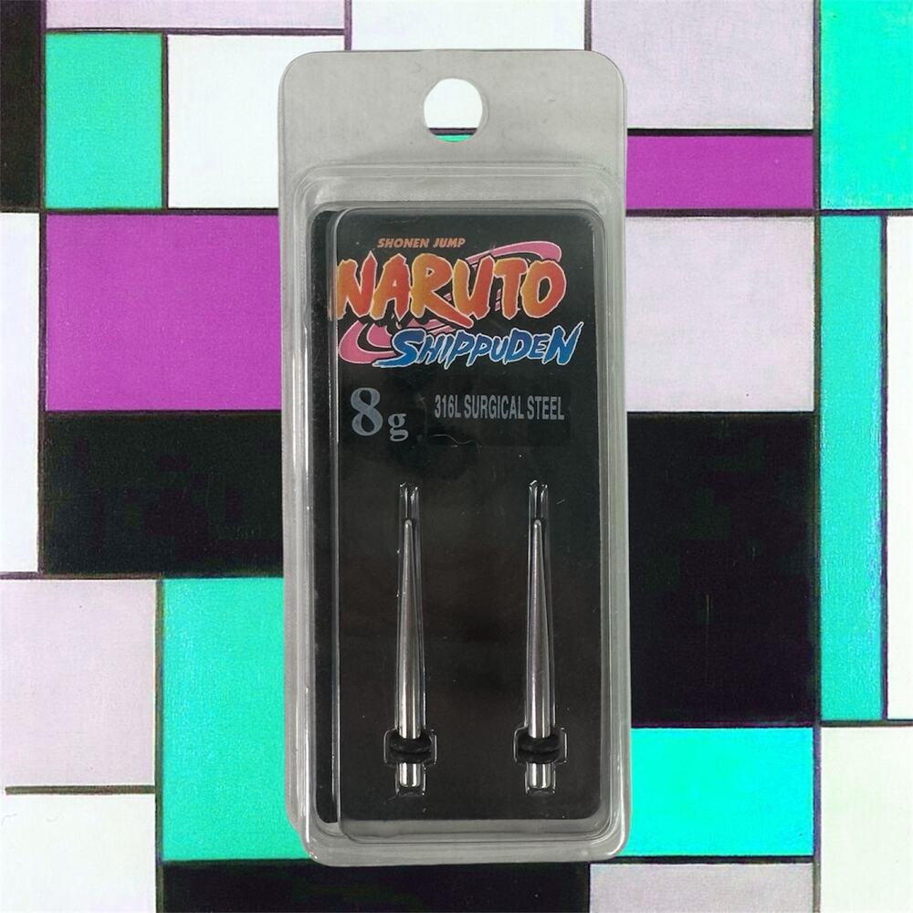 Naruto Shippuden Shonen Jump NEW 8g 316L Surgical Steel Spike Plugs Gauge
